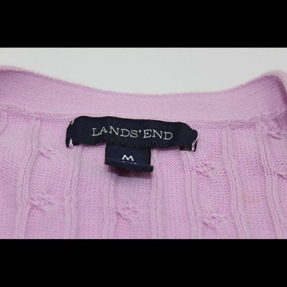 Pink cable knit lands end 100% baumwolle cardigan sweater - Picture 4 of 12